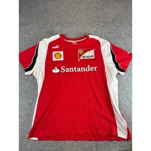 Puma Scuderia Ferrari F1 Racing T Shirt Mens XL Red White Santander Motosport